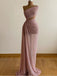 Unique Pink Sheath High Slit One Shoulder Maxi Long Prom Dresses,Evening Dresses,13022