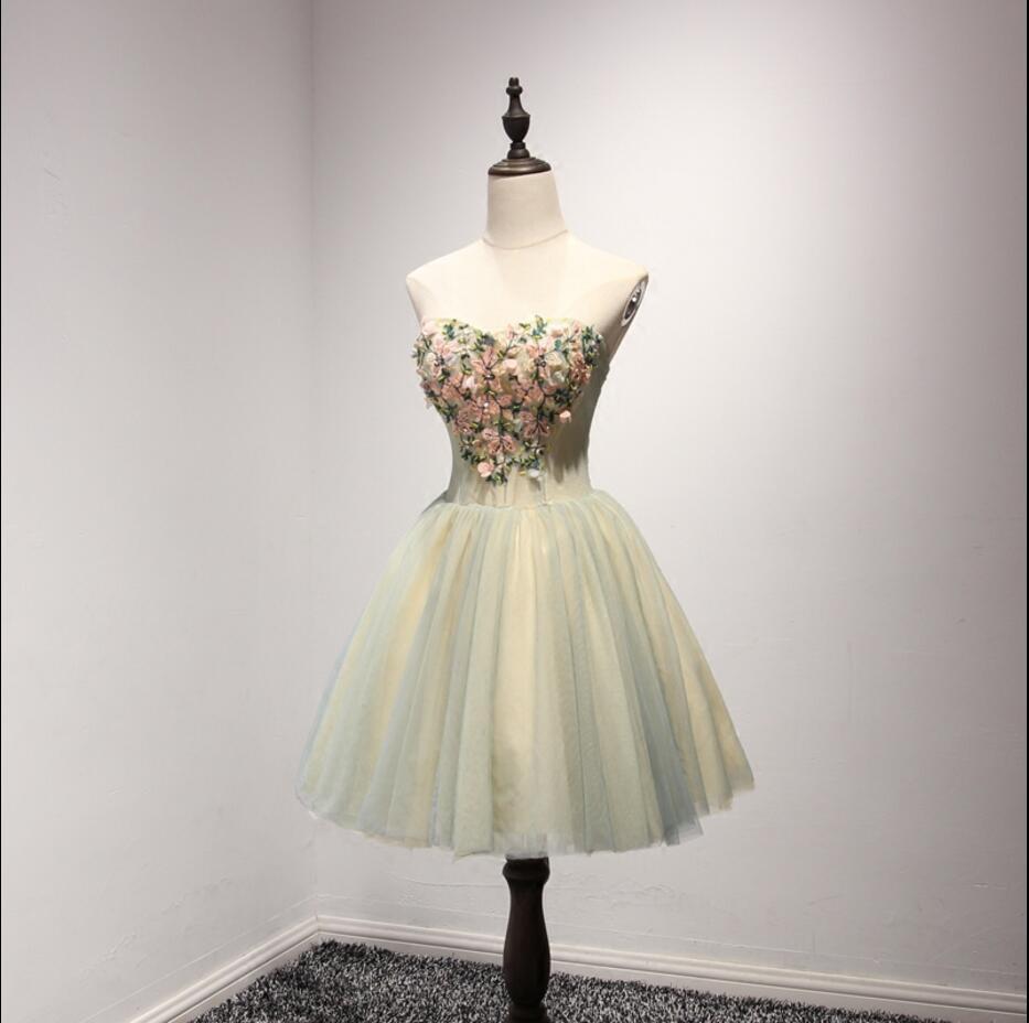 Unique Yellow and Green Sweetheart Homecoming Prom Dresses,  Short Party Prom Dresses, Perfect Homecoming Dresses, CM203
