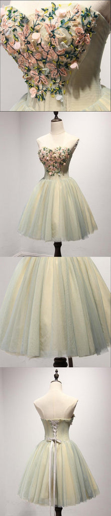 Unique Yellow and Green Sweetheart Homecoming Prom Dresses,  Short Party Prom Dresses, Perfect Homecoming Dresses, CM203