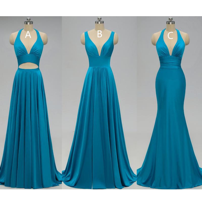 V-neck Side Slit Unique Long Cheap Bridesmaid Dresses Online, WG578