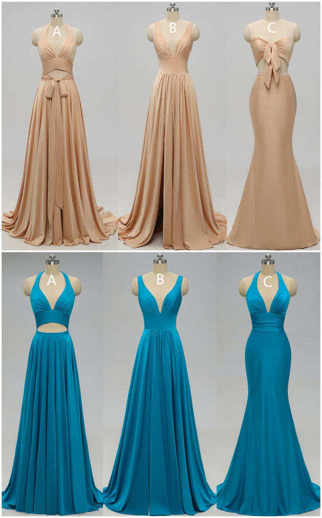 V-neck Side Slit Unique Long Cheap Bridesmaid Dresses Online, WG578