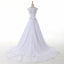 White Scoop Neckline Lace A line Wedding Bridal Dresses, Custom Made Wedding Dresses, Affordable Wedding Bridal Gowns, WD253