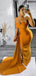 Yellow Mermaid Sweetheart  Side Slit Cheap Long Bridesmaid Dresses,WG1296